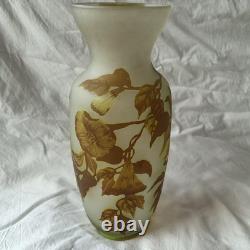 Grand vase en verre camée gravé à l'acide