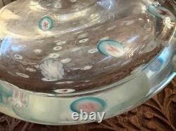 Grand vase en verre d’art Murano A. V. E. M. de 1,6 kg, bullicante et murrines étoilées, MCM