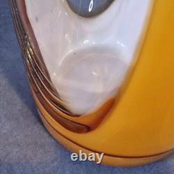Grand vase en verre d'art Murano Sommerso vintage jaune blanc ITALIE 19 pièce d'énoncé