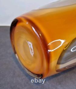 Grand vase en verre d'art Murano Sommerso vintage jaune blanc ITALIE 19 pièce d'énoncé