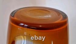 Grand vase en verre d'art Murano Sommerso vintage jaune blanc ITALIE 19 pièce d'énoncé