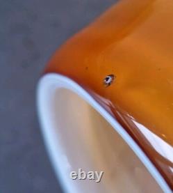 Grand vase en verre d'art Murano Sommerso vintage jaune blanc ITALIE 19 pièce d'énoncé