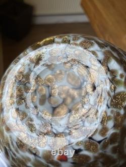 Grand vase en verre d’art style Murano cuivre aventurine améthyste torsadé 12 vintage