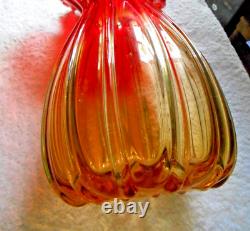 Grand vase en verre de Murano rouge 12 Ambreina 6,5 lb