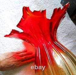 Grand vase en verre de Murano rouge 12 Ambreina 6,5 lb