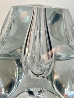 Grand vase en verre facetté signé Buxton et Kutch, 4 kg ! 7,5 pouces
