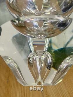 Grand vase en verre facetté signé Buxton et Kutch, 4 kg ! 7,5 pouces