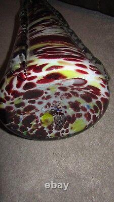 Grand vase en verre moucheté rétro vintage