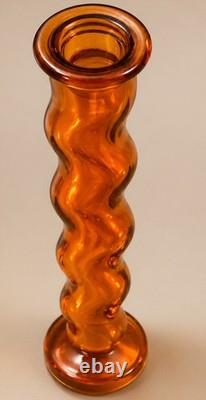 Grand vase massif vintage en verre ambré de 55,5 cm de haut, lourd verre d’art d’Espagne rétro