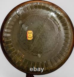 Grand vase massif vintage en verre ambré de 55,5 cm de haut, lourd verre d’art d’Espagne rétro