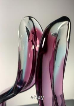 Grand vase sculptural en verre d'art Sommerso de style Murano, pièce maîtresse de 51 cm