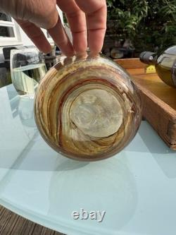 Grande bouteille-vase décorative en verre d’art soufflé à la main, allongée, 46 cm, agate tigre