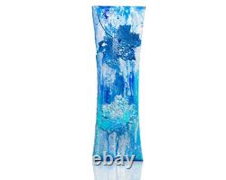 Grande décoration de vase artistique moderne Vase en verre bleu Vase en verre abstrait Décor intérieur