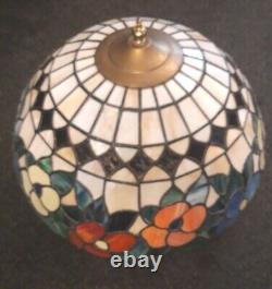 Grande lampe de plafond Art Déco vintage avec raccords en verre de style Tiffeny de 50cm