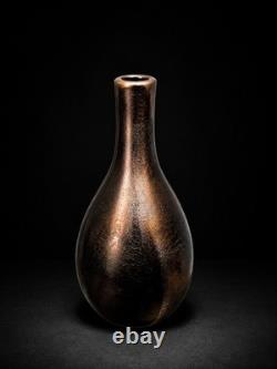 Grande sculpture vase en verre artistique bronze noir métallique 26 cm décor de studio