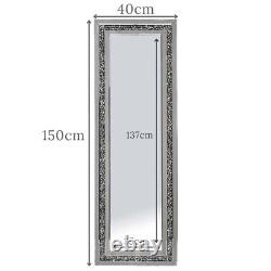 Grandiosité Miroir sur pied de dressing en verre cristal argenté 150 x 40cm