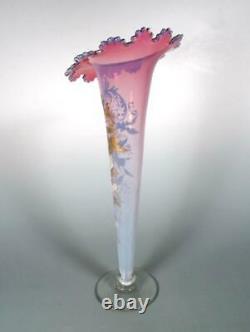 Harrach Antique Bohemian Nouveau Rubina Opalescent Art Glass Large 17+ Vase