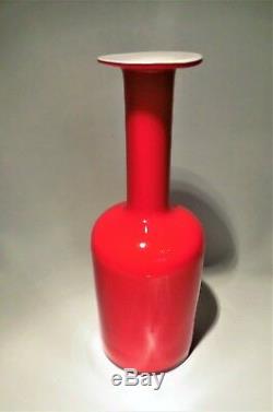 Holmegaard Otto Brauer Art Glass Vase Gul Siècle MID
