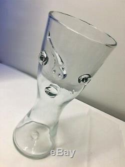 Htf MID Century Moderne Blenko Clair Art Glass Vase Visage. MCM