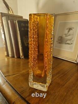 Iconic Vintage Whitefriars MID Century Art Verre Tangerine Effet Bark Vase 6.5