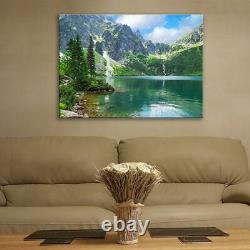 Image en verre d'art mural renforcé unique Lac Montagnes Verdure Nature Toute Taille