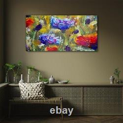 Impression sur verre 100x50 Peinture Abstraite Fleurs Image Décoration Murale Art Maison