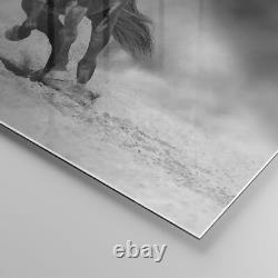 Impression sur verre 100x70cm Image d'art mural Galop de cheval Dynamique Décoration d'art moyen œuvre d'art