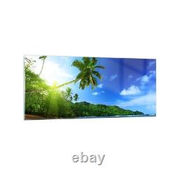 Impression sur verre 120x50cm Photo d'art mural arbre jungle vague Paysage Œuvre d'art de taille moyenne