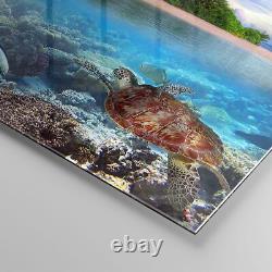 Impression sur verre 160x85cm Image d'art mural lagune plage eau océan Grand œuvre d'art