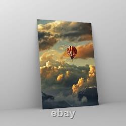 Impression sur verre 70x100cm Image murale Art nuages vol en ballon Œuvre d'art grande image