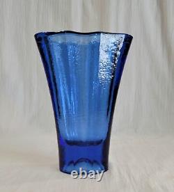 Incroyable Feu et Lumière VASE SIGNÉ 9 Aurora en Verre Recyclé Bleu Cobalt