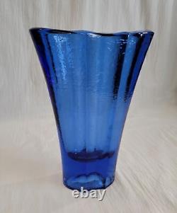 Incroyable Feu et Lumière VASE SIGNÉ 9 Aurora en Verre Recyclé Bleu Cobalt