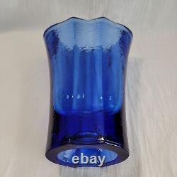 Incroyable Feu et Lumière VASE SIGNÉ 9 Aurora en Verre Recyclé Bleu Cobalt