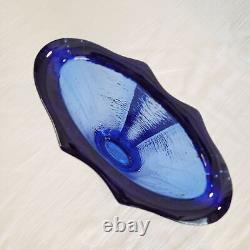 Incroyable Feu et Lumière VASE SIGNÉ 9 Aurora en Verre Recyclé Bleu Cobalt