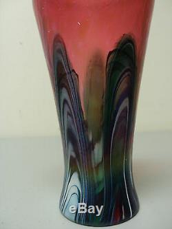 Insolite Rindskopf Art De Verre Vase Avec Tiré Plume & Huile Spot Decoration