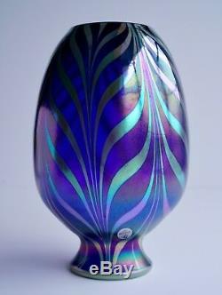 Irisé Art Glass Vase Cobalt Fenton Design Dave Fetty Limited Edition 9 H