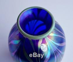 Irisé Art Glass Vase Cobalt Fenton Design Dave Fetty Limited Edition 9 H