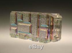 Irisé Art Glass Vase Tchèque Bohême Zejmon Tetris 1960 Vintage Retro Décor