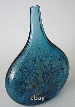 Isle Of Wight Glass C1993 Azure Blue Azurine Petit Vase Lollipop Pas D'étiquette