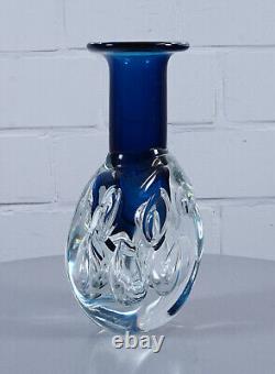 Jaroslav Svoboda Design Vase Vase en Verre Art en Verre Bleu avec Air Inclus