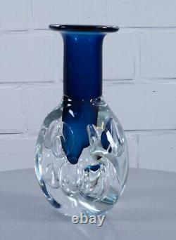 Jaroslav Svoboda Design Vase Vase en Verre Art en Verre Bleu avec Air Inclus