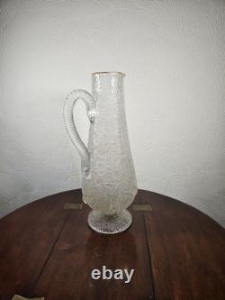 Jarre à orangeade antique victorienne en verre surélevé avec appliques prunts