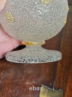 Jarre à orangeade antique victorienne en verre surélevé avec appliques prunts