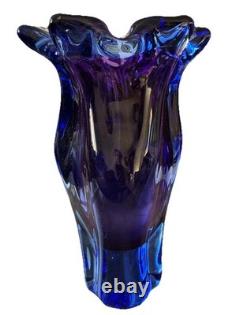 Josef Hospodka Vase lourd bleu et violet de Chribská, République tchèque