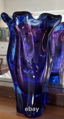 Josef Hospodka Vase lourd bleu et violet de Chribská, République tchèque