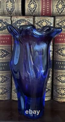 Josef Hospodka Vase lourd bleu et violet de Chribská, République tchèque