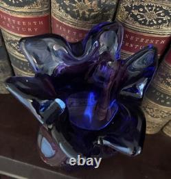 Josef Hospodka Vase lourd bleu et violet de Chribská, République tchèque