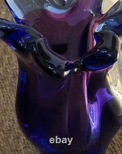 Josef Hospodka Vase lourd bleu et violet de Chribská, République tchèque