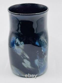 Josh Simpson Studio Art Glass Cobalt Blue Nouveau-mexique Tumbler Vase 4.25 Signé