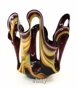 Jozefina Magnifique Vase En Verre D'art Bloqué À La Main Fabriqué À Krosno Pologne